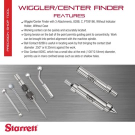 Starrett Wiggler or Center Finder with Attachment Set - 828B, C, PT09186 Without Indicator Holder and Case - S828