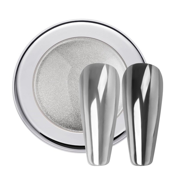 PrettyDiva Chrome Nail Powder - Silver Mirror Effect Nail Chrome