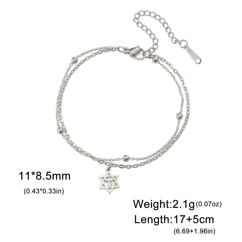 Amaxer Dainty Star of David Hebrew Chai Symbol Beads Double