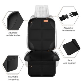 SMART ELF SMART ELF Car Seat Protector, 2Pack Seat Protector Protect Child Seats with Thickest Padding and Non-Slip Backing Mesh Pockets for Baby and Pet,Sedan SUV Truck (Black)