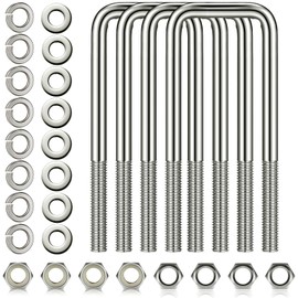 4 Pcs Hotop 304 Stainless Steel Square U-Bolt Boat Trailer U-Bolts with Washers and Nuts l Heavy Duty U Bolt for Sailboat Trailer Automobiles Industrial Part (1/2 D x 2 1/16 W x 6 5/16 Inch)