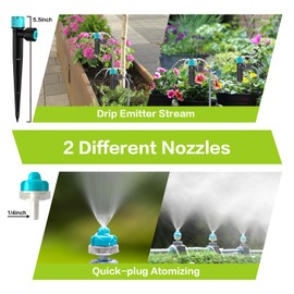 Drip Irrigation System 99FT, Automatic Drip Irrigation Kit with Quick Connector, Complete Garden Watering System with 12mm 6mm Irrigation Tubing for Garden Lawn Greenhouse Plants