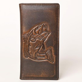 AMERICAN TANNER Genuine Leather Hand Burnished Long Bifold Wallet For Men Women H7 X W3.5 D0.5