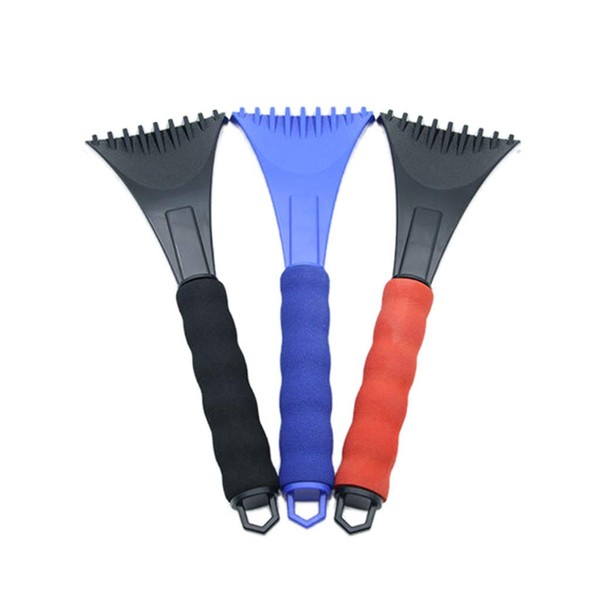 1Pcs ABS Ice Scraper with Comfortable Foam Handle, Black/Blue/Red Car