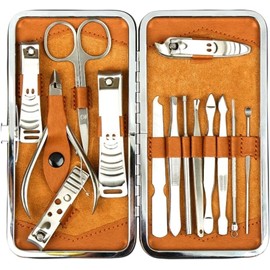 H&S H&S Manicure Set for Women & Men - Manicure & Pedicure tools & Accessories - 14 pcs - Stainless Steel Nail Clippers Set & Cuticle Remover - Cutter Trimming Grooming Tools - w/Leather Case - Nail Kit