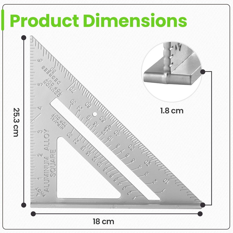 Hardys 7" Aluminium Combination Square - Straight Edge Tri Speed