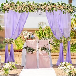 Chiffon Backdrop Curtain 5ftx9ft Lavender Voile Sheer Curtains 2 Panels Wedding Ceremony Backgrounds Polyester Chiffon Fabric Drapes for Party Stage Decoration (5ftx9ft(29x108 x2), Lavender)