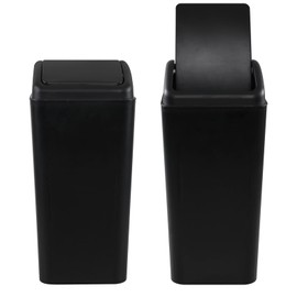 Quickquick 4.5 Gallon Plastic Trash Can with Swing Lid, Slim Garbage Bins, Black, 2 Pack