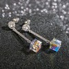 Cube Austrian Crystal Drop Long Dangle Earrings for Women 925