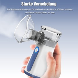 NEEMOSI Inhaler for Children and Adults - NEEMOSI Inhaler Nebulizer Baby, Ultrasonic Inhaler for Colds, Inhaler Device with Mouthpiece and 2 Masks (Blue)