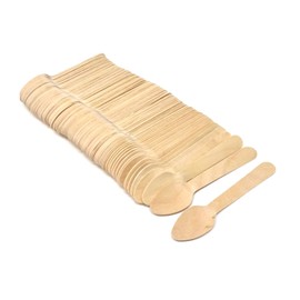 Honbay 100PCS Disposable Mini Taster Spoons Wooden Ice Cream Dessert Spoons Wood Cutlery for Food Trucks Parties and Events (4.33")