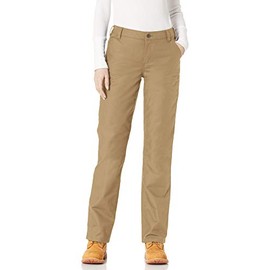 Carhartt womens Rugged ProfessionalÂ™ Series Rugged Flex® Loose Fit Canvas Work Utility Pants, Dark Khaki, 12 Tall US