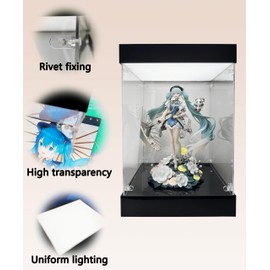 Lighted Display Box Clear Acrylic Box Lighted Alternate Glass Box for Display Collectible Figure Action Figure Home Storage Protection and Organization Toy (8 x 10 x 12 Inches; 20 x 25 x 30 cm)