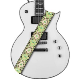 Amumu Guitar Strap Vintage Jacquard for Acoustic, Electric and Bass Guitars -W/FREE Button and Blocks