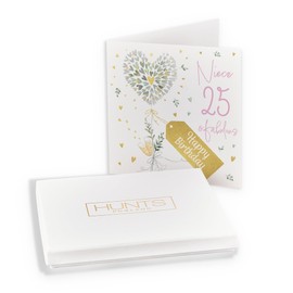Hunts England - Boxed 25th Niece Contemporary Hearts Birthday Card - Gold Foil - Milo's - Age 25 Champagne Birthday Card For Niece - For 25 Year Old - In Keepsake Box