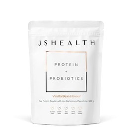 JSHealth Vegan Pea Protein Powder with Probiotics - Vanilla Bean Flavor - Gluten Free, Non GMO, Plant Based Protein Drink Mix, 300g