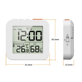 Sharplace Digital Bathroom Clock, Shower Timer with Alarm, Waterproof Clocks for Bathroom, Kitchen Timer Clocks, Thermometer Hygrometer Wall Clock, White