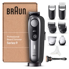Braun Braun Barttrimmer, Bartschneider/Trimmer/Haarschneider Herren, Haarschneidemaschine Profi, 40 Einstellungen, Ladestation, Reiseetui, Bartschablone, 180 Min. kabellose Laufzeit, BT9440