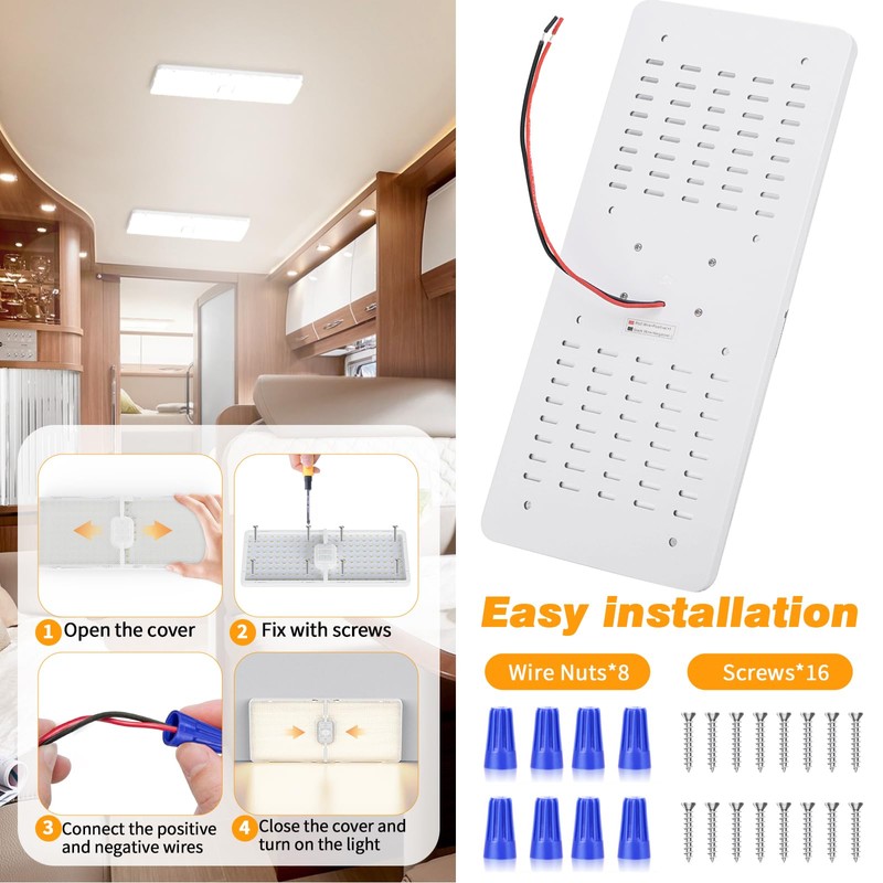 Kriogor Ceiling Lights 12V With Switch, 3 Color Modes, Dimmable
