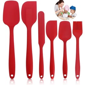 Tucorresi Espátulas Silicona - 6 Rojo Utensilios de Cocina de Silicona - Paleta Utensilios Cocina - Silicona Antiadherente y Resistente al Calor,Sin BPA,No Tóxica Aplicable a Cocinar Hornear y Mezclar