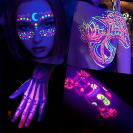 8Pcs Tattoo Ink Color Set, 8Color Fluorescent Tattoo Ink Set, Glow in The Blacklight, Skin-Safe Permanent Tattooing for 3D Makeup Beauty Skin Body Art, 1 oz 30ml/Bottle, 8 Color (30ml, 8Color)