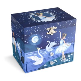 Jewelkeeper Ballerina Musical Jewelry Box with 2 Pullout Drawers, Glitter Design, Swan Lake Tune