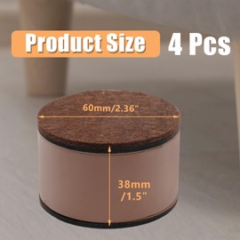 Biaungdo 4 Pcs Self-Adhesive Furniture Risers, Round Furniture Bed Risers, Heavy Duty Carbon Steel Table Sofa Couch Chair Lift Risers with Felt Pad(Add 1.5" Height, Brown)
