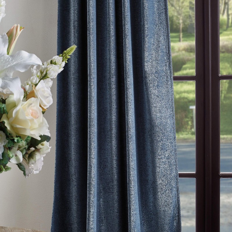 MARTHA STEWART Naples Chenille Solid Back Tab Window Curtain Panel