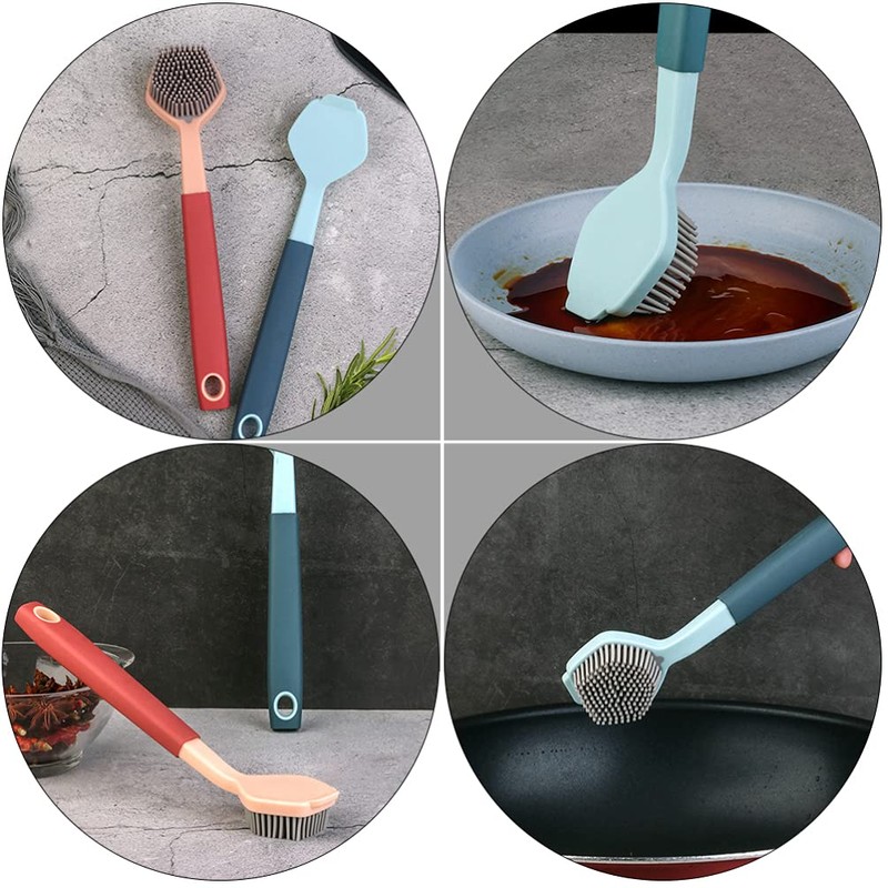 HEMOTON Silicone Dish Brush 2pcs Silicone Pot Cleaning Brushes Dish
