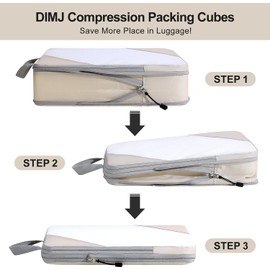 Homsorout Packing Cubes Compression 8-Piece Suitcase Organiser Set, Compression Packing Cubes, Travel Organiser, Clothes Bags, Shoe Bag and Laundry Bag, Beige