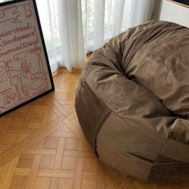 YuppieLife Large Foam Filled Bean Bag Chairs for Kids Teenagers Adults Living Room Gaming Relaxing 4F Machine Washable Lazy Sofa（Brown