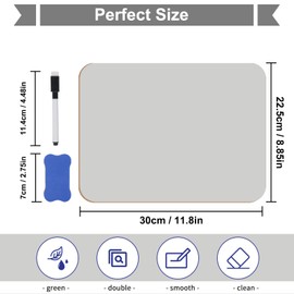 Hisredsun Small Dry Erase White Board, 21 x 29.7 cm, Double-Sided Mini Whiteboard with 1 Pen and 1 Eraser, Durable Portable Whiteboards for Classroom, Home and Office, Pack of 1