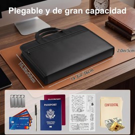 Organizador de Archivos Tipo Acordeón con Cerradura y Asa, Carpeta Expandible de 13 Bolsillos, Portadocumentos Portátil para Documentos Importantes, Pasaportes, Tarjetas, Oficina (Negro)