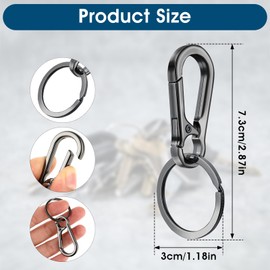 GEEHUA 4 Pcs Heavy Duty Metal Keychain, Carabiner Zinc Alloy Key Chain with Keyring Quick Release Clips Stainless Keyring Holder Organizer Car Key Finder Hook Keys Clip for Men Women(4)