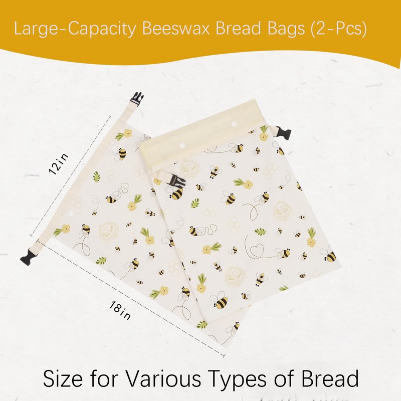Removable Beeswax Bread Bags for Sourdough & Homemade Bread -