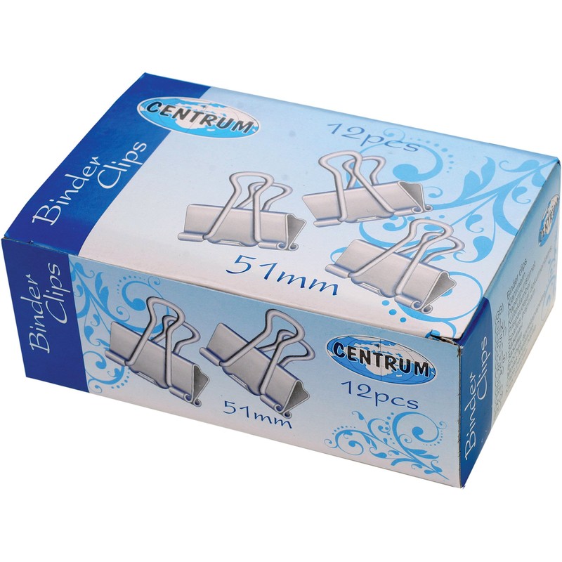 CENTRUM 15 mm Binder Clip – Schwarz/Silber (12 Stück)