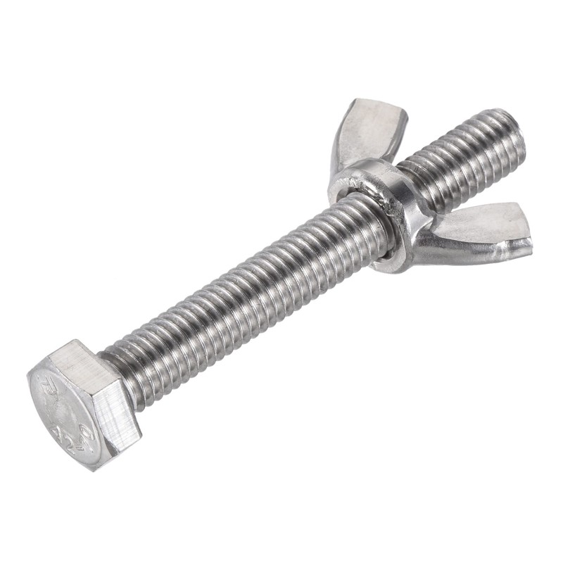 sourcing map 5pcs M8x60mm Hex Bolts, 5pcs M8 Wing Nuts,