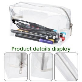GALAMAX Clear Pencil Case for Exams, Waterproof PVC See Through Pencil Case with Large Capacity, Transparent Zippered Makeup Pouch Travel Cosmetic Bag for Stationery, Toiletries & Office Supplies