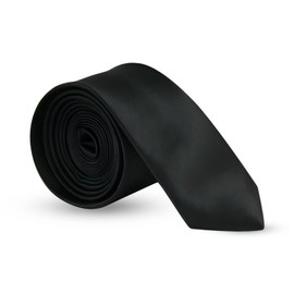 FATASH Mens Tie Plain Solid Colour Classic Slim Skinny Smart Party Wedding Thin Men's Ties Solid Pure Color Plain Formal Ties For Men - Black