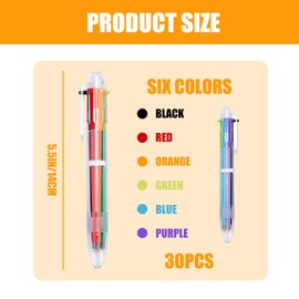 Nizirioo Pack of 30 Multicoloured Retractable Ballpoint Pens 6-in-1 Multicolour Pens Ballpoint Pens, 0.7 mm Multicoloured Ink Pens for Office Drawing and Writing for Office School Supplies Students