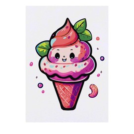 'Kawaii Style Colorful Ice Cream Cone ' Temporary Tattoo - Water Resistant, Skin-Safe, Non-Toxic Transfer (TO00069919)