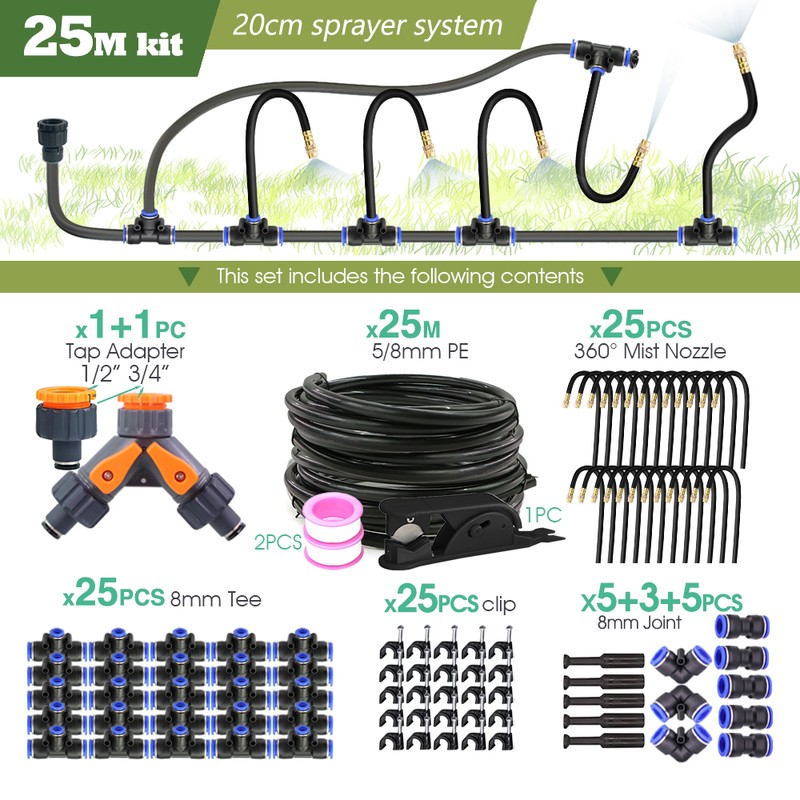 Outdoor Misting System Kit for Garden & Patio Cooling –