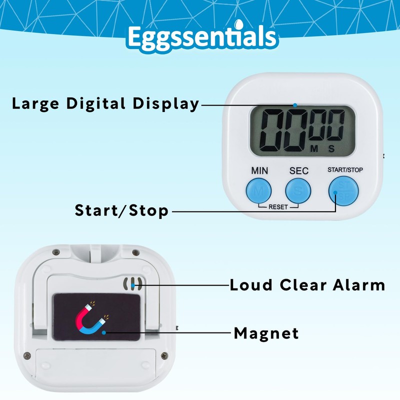 Pack of 4 - Kitchen Timer with Big Digital Numbers