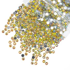 qiipii 5300PCS 3mm Yellow AB Resin Rhinestones for Crafting Flatback Light Yellow Stones Bulk SS10 Non-Hotfix Diamonds Crystals Gems Charms for Nails Face Eyes Makeup Mugs Tumblers Crafts Decor Shoes