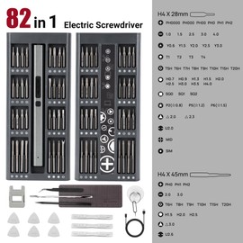 Romon 3.7V Electric Screwdriver Cordless, 82 In 1 Rechargeable Electronic Screw Set Include 64 Magnetic Bits, Max 3.5 N.M, Magnetic Storage, Repair Tool Set for Phone Watch Camera Laptop - Grey