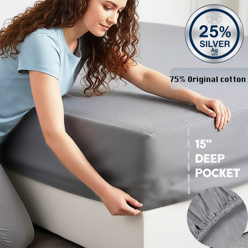 Grounding Sheets for Improving Sleep Quality,25% Pure Silver Fiber+Organic Cotton,Bedding