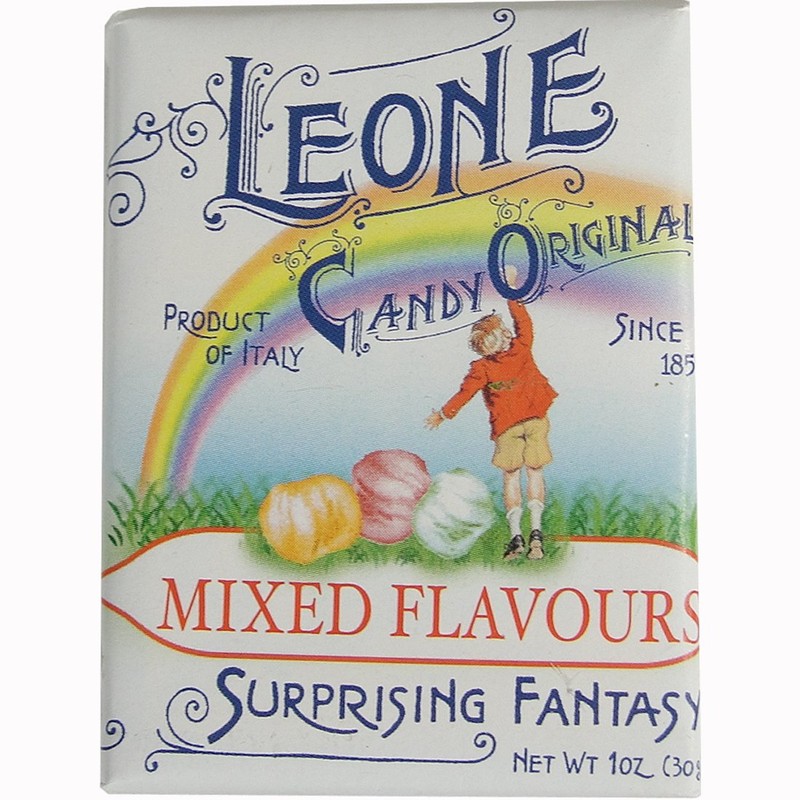 Pastiglie Leone Assorted Fruit Flavors Candy Mints In Retro Box,