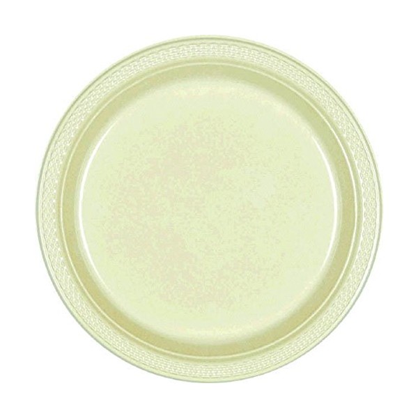 Leaf Green Round Plastic Plates | 7" | Pack of 20 | Party Supply