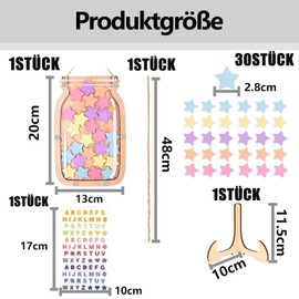 oooaooo Children's Reward Glass with 30 Stars and Stickers, Teacher Supplies, Reward Jar, Beautiful and Durable, Suitable for Use at Home and School