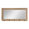 Kate and Laurel Pub Mirror with 5 Metal Hooks, Rustic